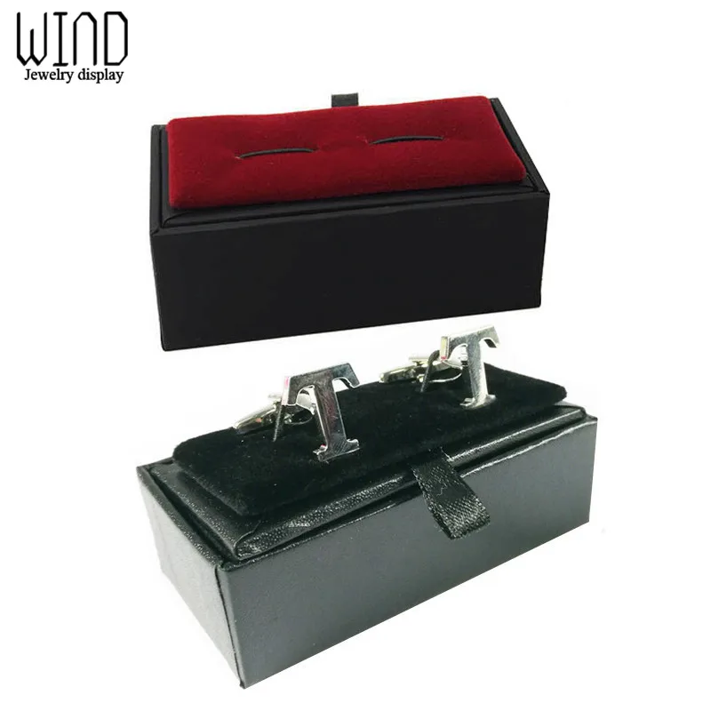 Black Paperboard & Velvet Cufflinks Tie Clips Box Quality Men\'s Cufflinks Jewelry Package Box Craft Badge Gift Box For Jewelry
