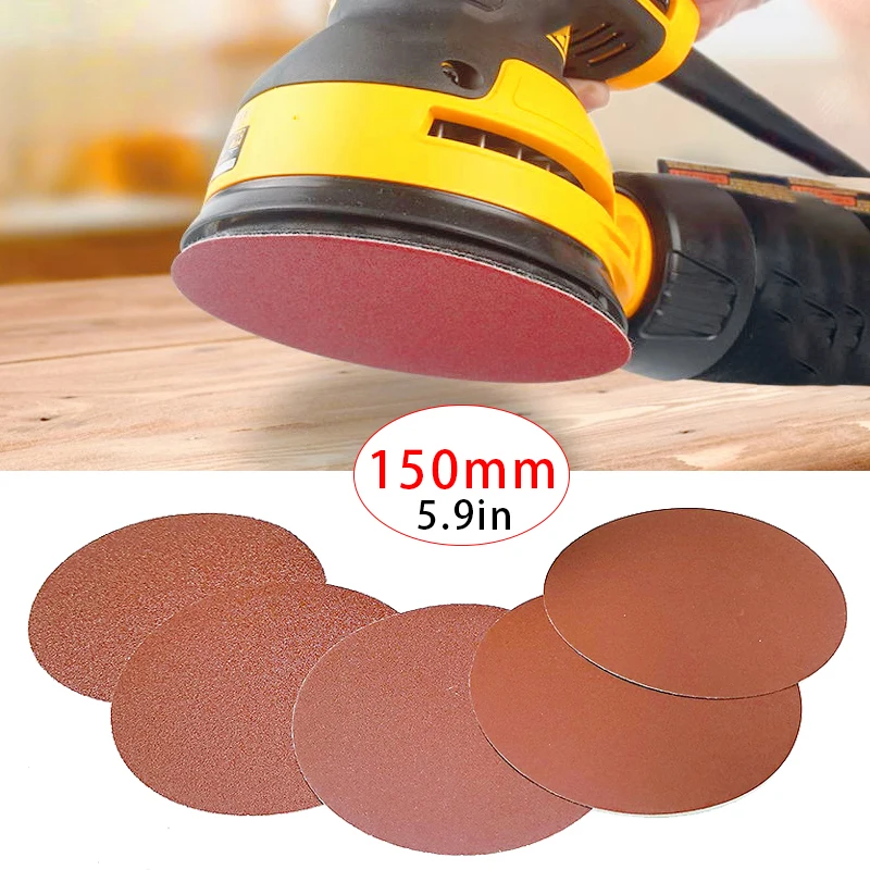 150mm Sanding Disc Sanding Paper  Metal Polished Woodworking Tools Accessories 40/80/120/2000 Grit Polishing Abrasive Discs