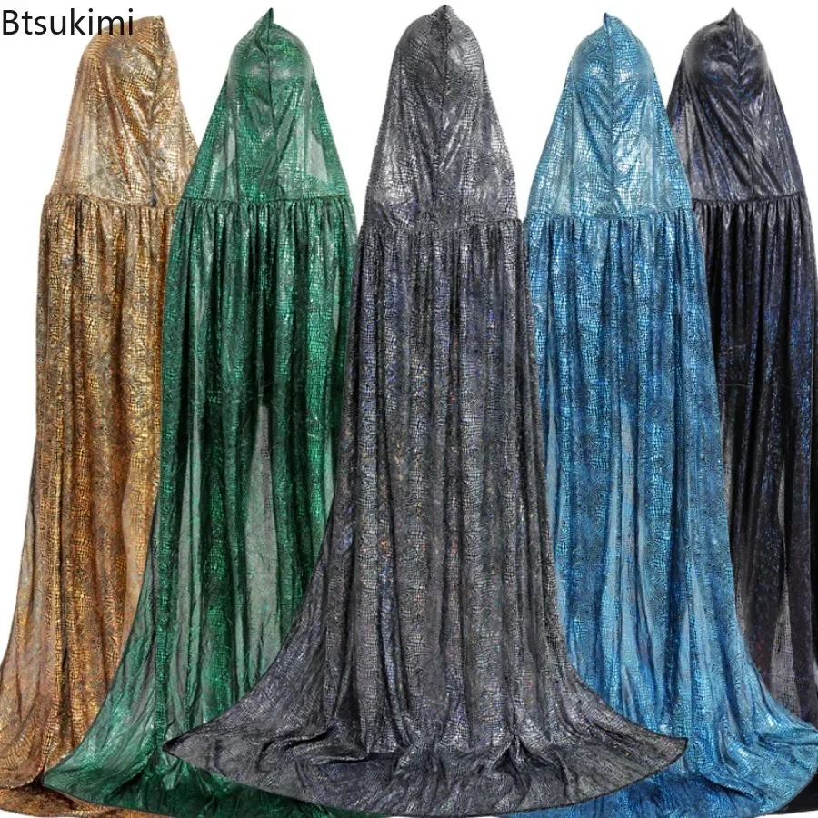 Halloween Party Dress Up Costumes Adult Children Sequined Cloak Death Cosplay Clothing Long Hooded Witch Cloak Role Play Costume