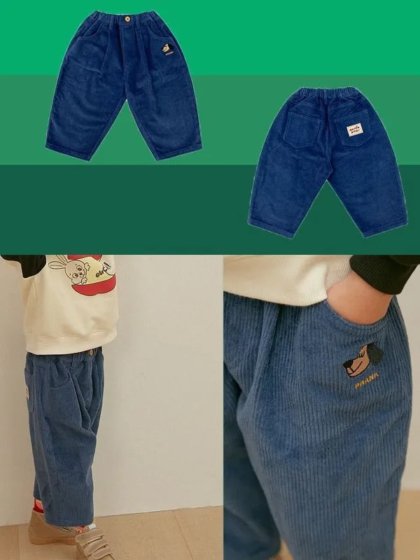 

Jenny&Dave Children's and Boys' Top 2023 Winter New Product PS Korean Edition Trendy Children's Dog Print Plush Corduroy Pants