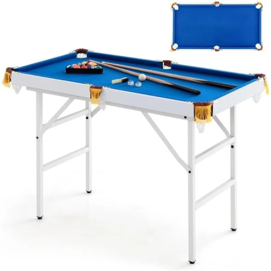 

47 48 Portable Billiard Table Set for Indoor Outdoor Use with 2 Cue Sticks 2 Racks 16 Pool Balls Pocket Holders Triangle Gauge