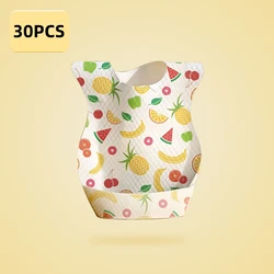 30/Set Fruit Printed Drooling Bibs Disposable Bibs For Baby Boys Girls Non woven Drooling Towel Outdoor Baby Burp Cloths