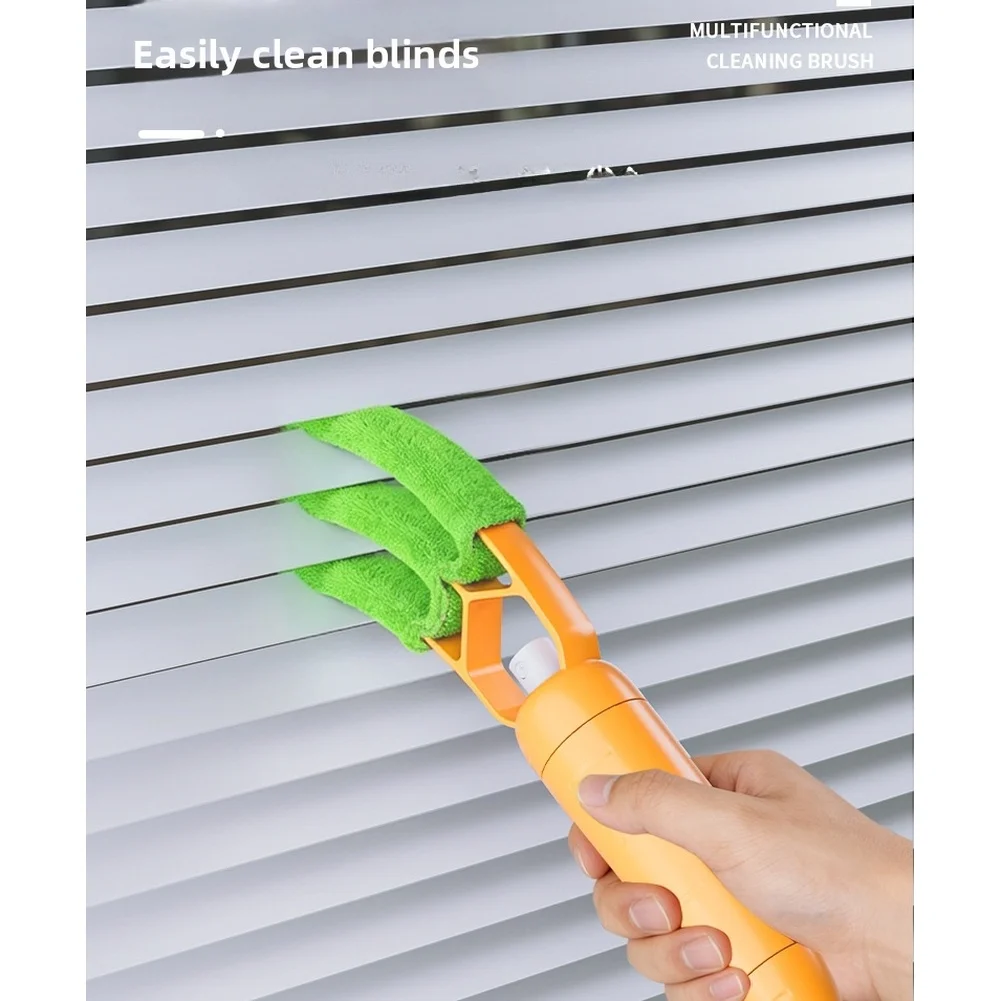 3-in-1 AC Vent Cleaning Brush With Spray Bottle For Blinds=Fan=Blades Deep Dust Removal Tool Orange Washable Microfiber Cloth