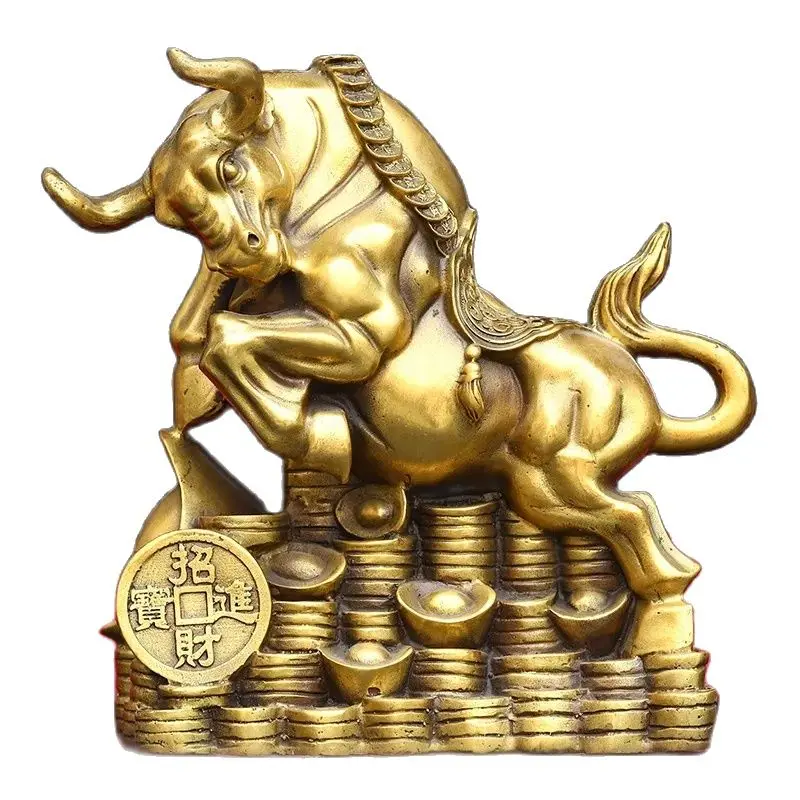 bronze statue Zhaocai Jinbao Bull Size Length 18 Width 8 Height 23cm Weight 2.35kg