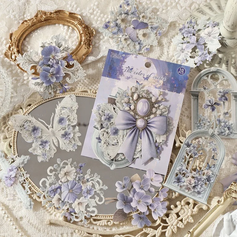 10pcs/set Retro European Bow Floral Sticker Pack  Aesthetic DIY Decals Scrapbook Journal Sticker Vintage Classic Decal Kids Gift