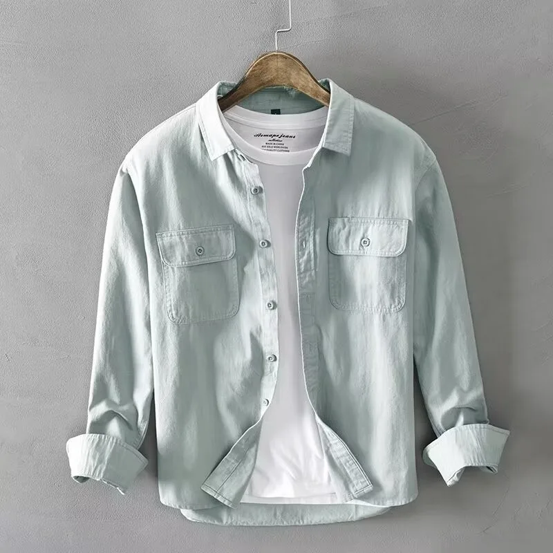 American Tooling Shirt Men's High-end Sense Ruffian Handsome Fashion Loose Casual Top Trendy Jacket Shirt Men's Long Sleeves