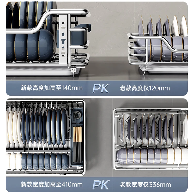 Pull-out basket kitchen cabinet bowl basket 304 stainless steel double-layer drawer type storage dish rack cabinet kitchen