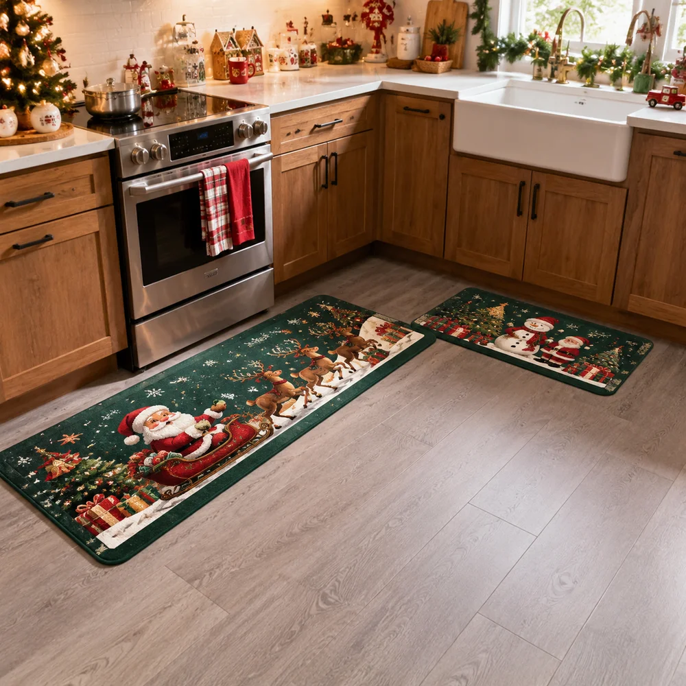 VIKAM 1pc/2pc Crystal Velvet Rug New Style in Trendy Sales - Christmas Decor for Kitchen, Dining Room, Corridor and Home Decor