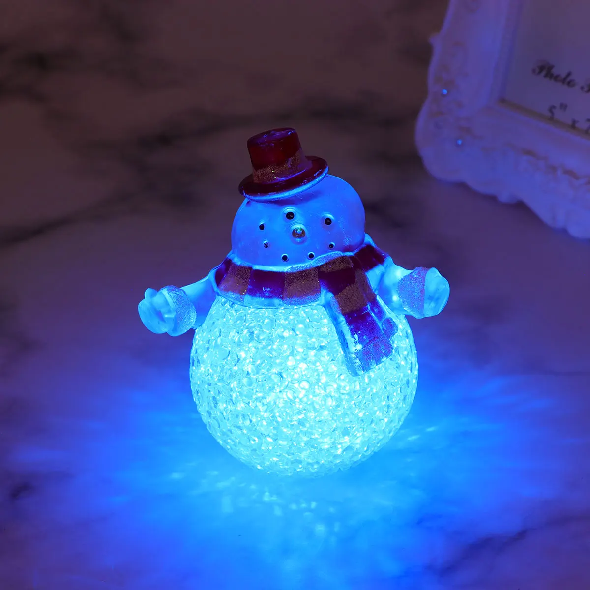Snowman Night Light Colorful LED Cartoon Desk Decor Kids Room Lighting Eco Friendly Operated Acrylic Safe Use