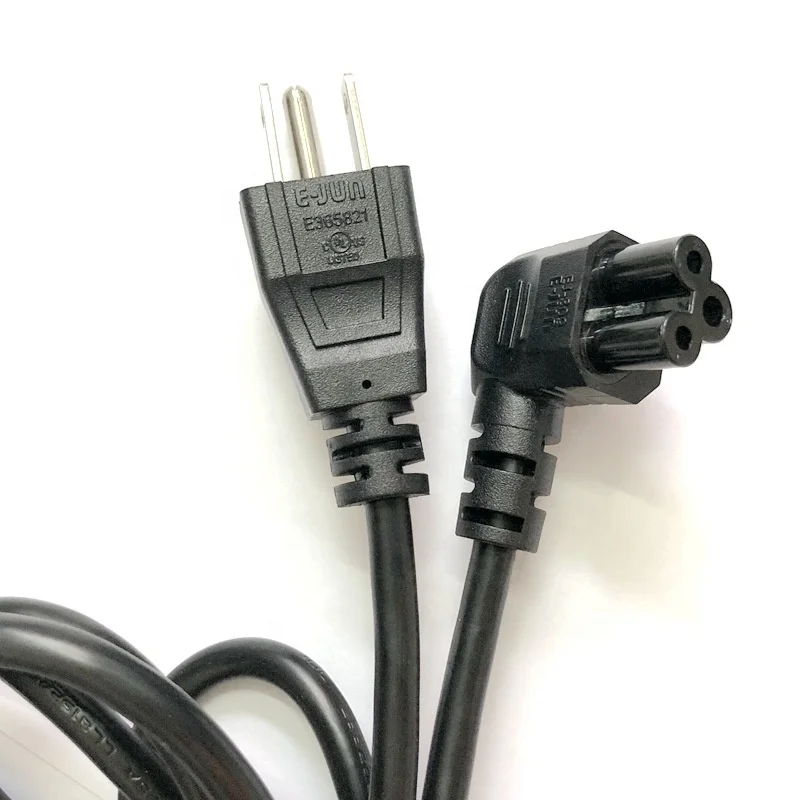 

2pcs 3ft Black NEMA 5-15P to Left Angle IEC C5 10A Grounded AC Power Cord 3X18AWG