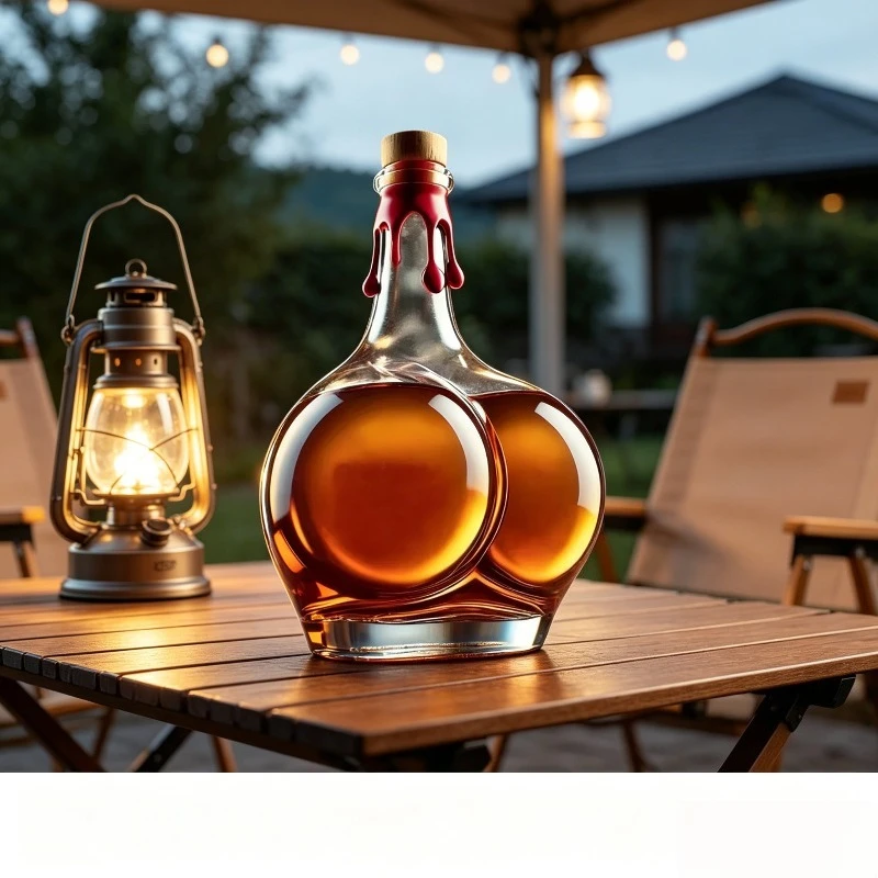 

Unique Shaped Glass Liquor Bottle, , Elegant Bar Accessory for Bourbon Scotch Rum, Ideal for Party & Gifting