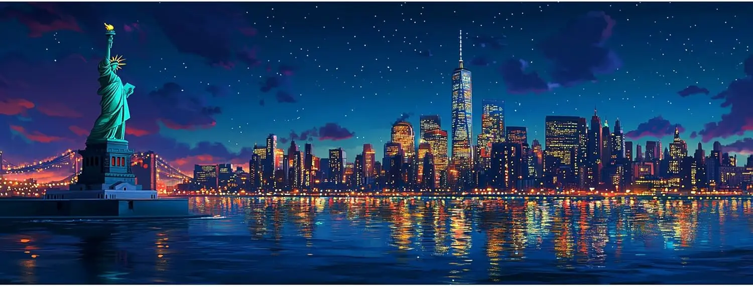 

Reofrey Large Diamond Art Kits for Adults New York City, 30x80cm/12x31.5inch Full Drill Round Rhinestone Big Diamond Painting