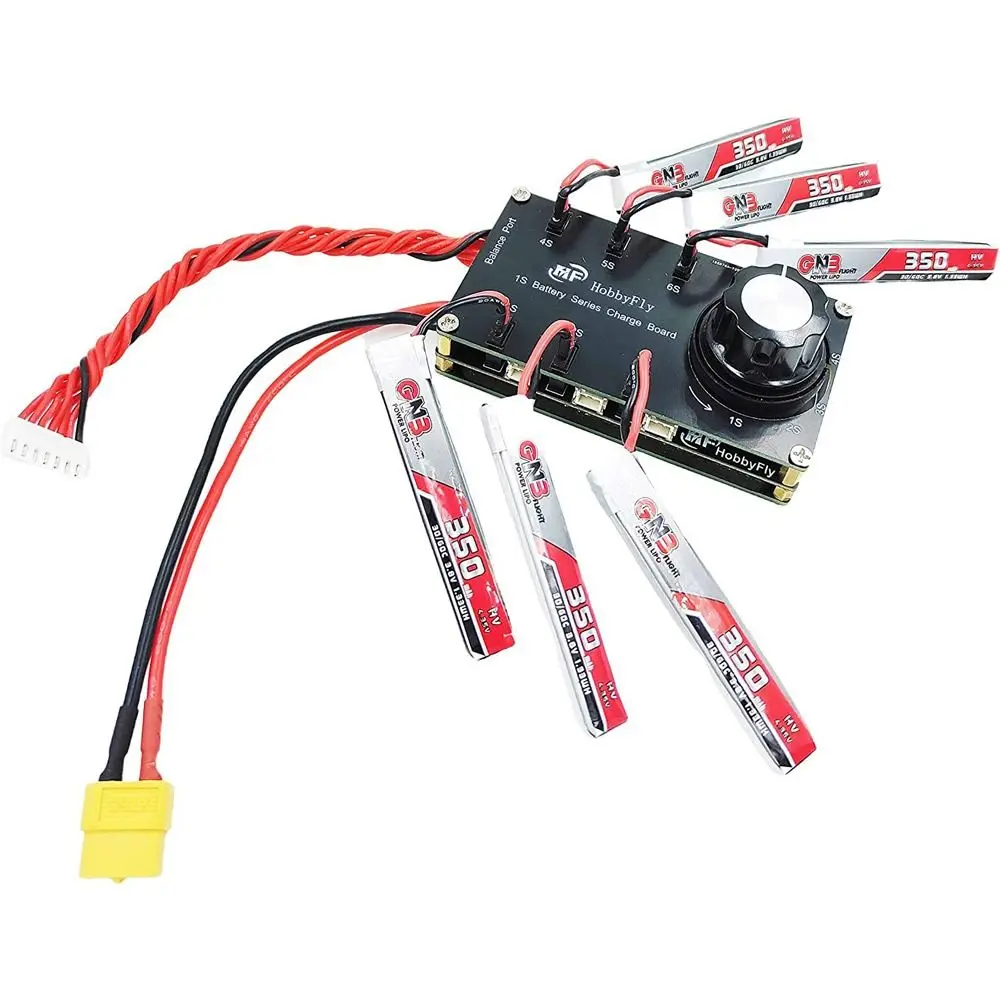 

1S LIPO Балансовая зарядная плата 6-портовая пластиковая балансировочная плата XT60 Вход для PH2.0 BT2.0/GNB27 1S FPV Tinywhoop