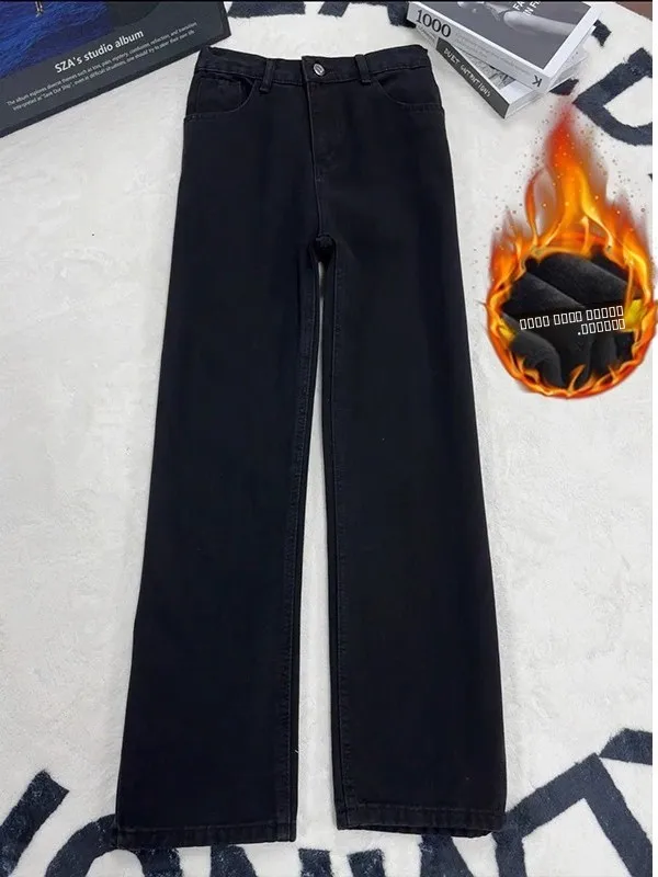 

Bla Fce Lined Skinny Jeans Men's Winter Straight Leg Slimming Pants American Sle Cleanfit Bootcut Trousers