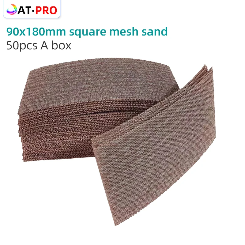 

50pcs90x180mm Square Mesh Sand Suitable For FESTOOLDryabrasivePaper Sander Flocking Self-adhesive Vacuuming Mesh Sandpaper Sheet