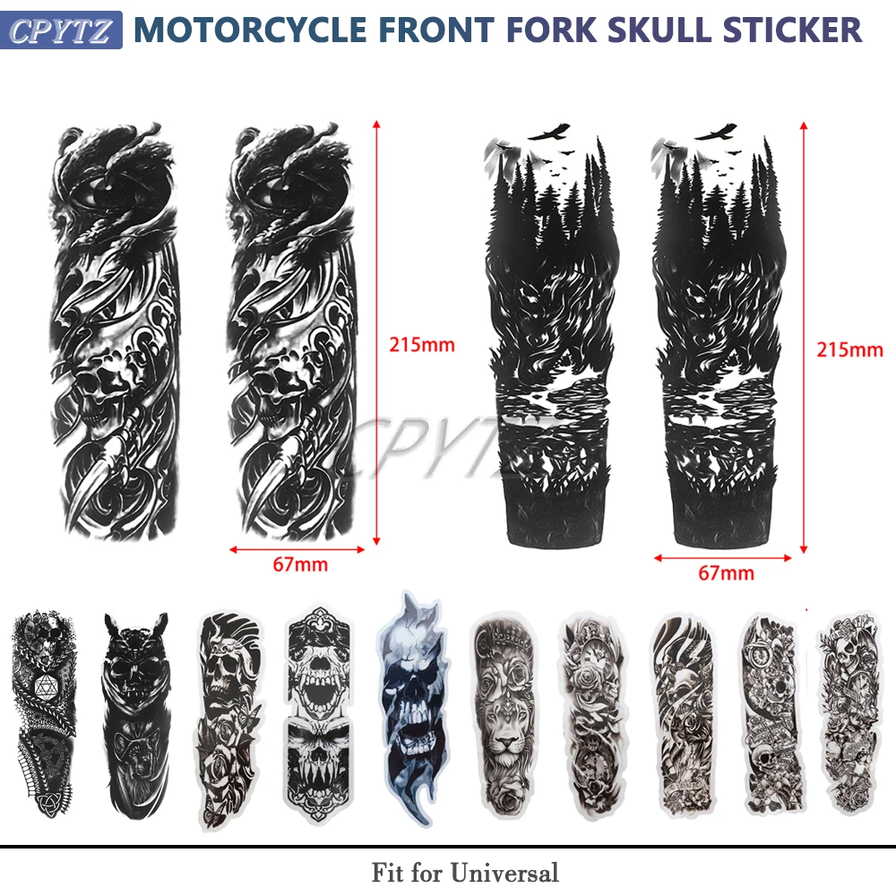 2Pcs Motorcycle Front Fork Sticker Skull Decal Decorative Universal Waterproof fit For Harley CBR YZF Z1000 GSXR