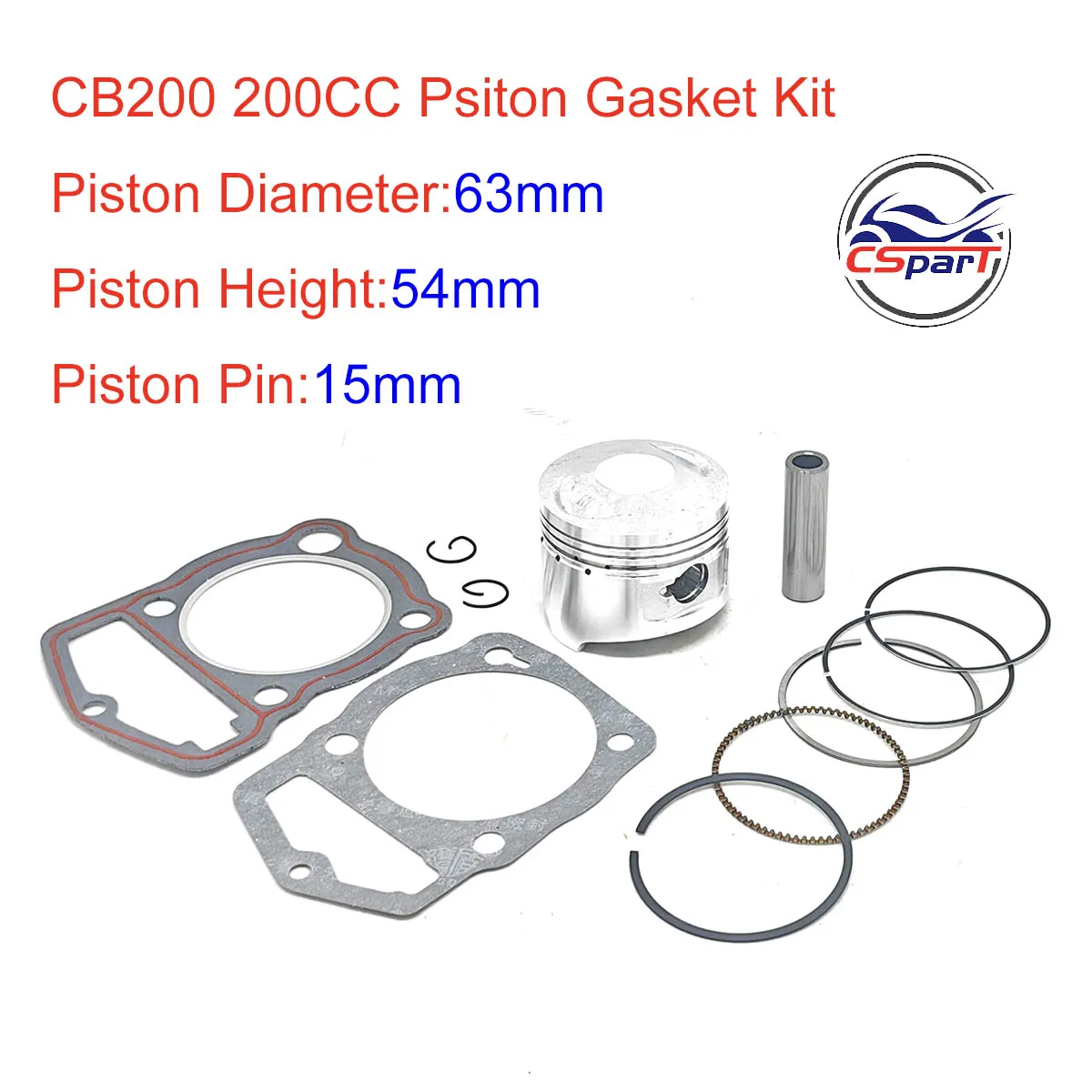 

CB200 63mm 15mm 200CC Piston Ring Kit for Honda Loncin Motorcycle Dirt Pit Bike Parts