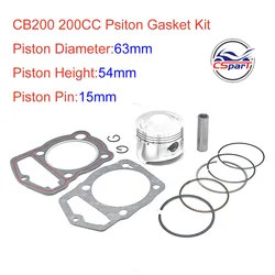 CB200 63mm 15mm 200CC Piston Ring Kit for Honda Loncin Motorcycle Dirt Pit Bike Parts