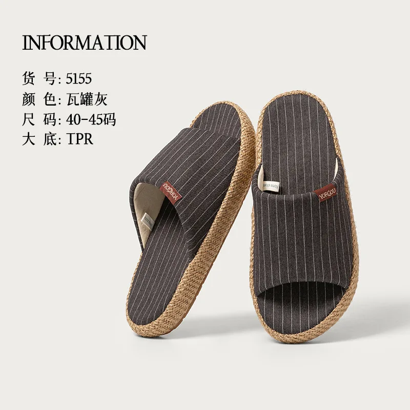 Cotton Linen Slippers Women Household Non-Slip Wear-Resistant Lightweight Comfortable Fashion Soft Home Cloth Shoes Men