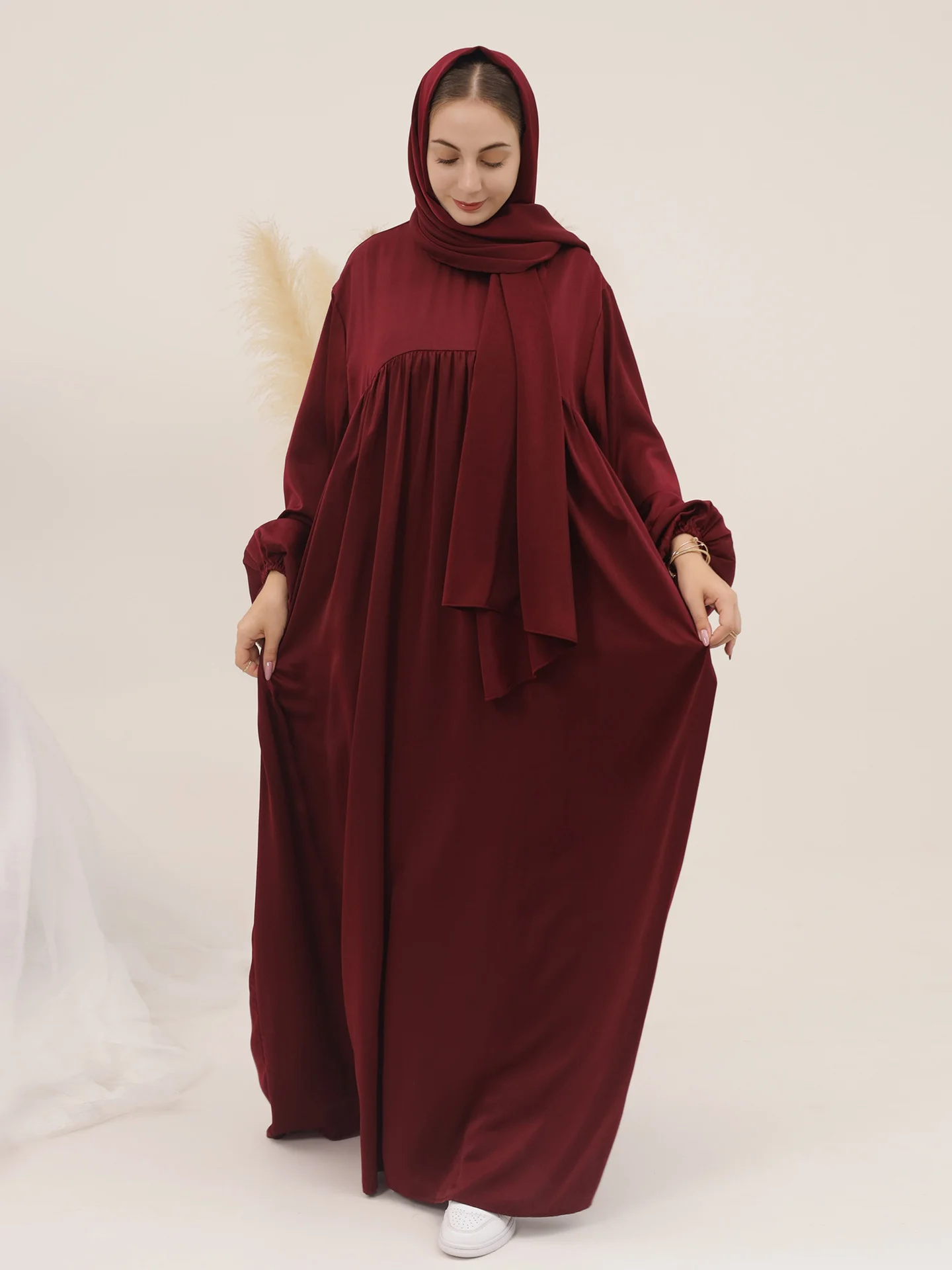 Eid Abaya Dress for Women Loose Maxi Dresses Set with Scarf Woman Party Abayas Ramadan Saudi Arabic Robe Caftan Vestido Kaftan