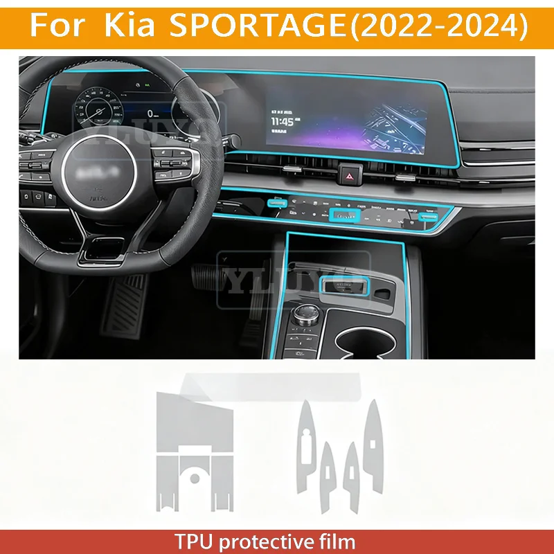 

For Kia SPORTAGE 2024 2023 2022 Accessories Car interior film transparent TPU Gear Panel Center Console Anti-scratch Sticker