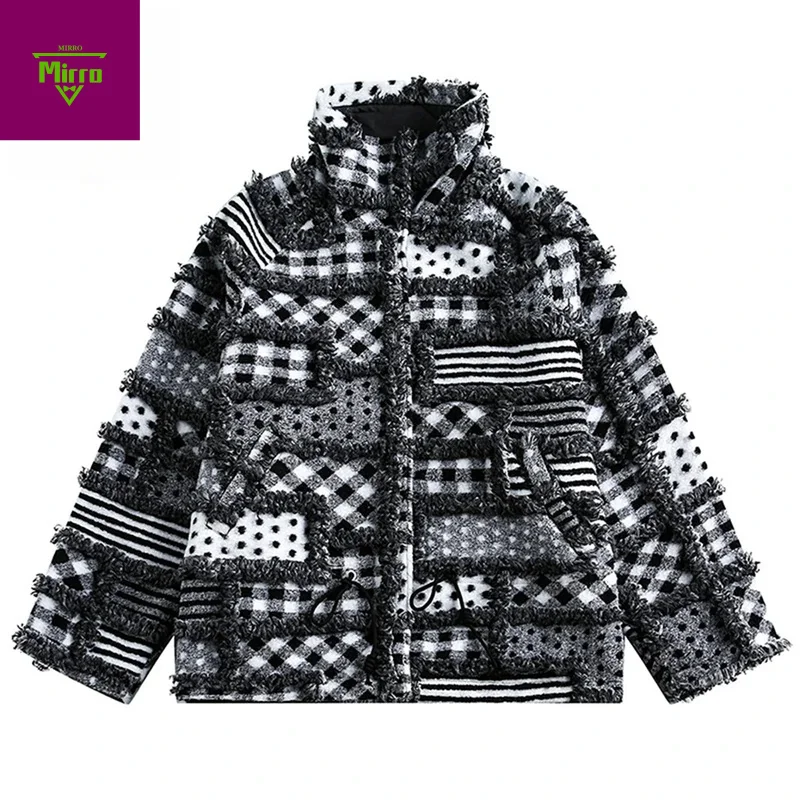 جواكت شتوية للرجال معاطف باركاس دافئة سميكة من القطيفة مكونة من قطعتين سترات مبطنة كبيرة الحجم ملابس خروج هاراجوكو ملابس خارجية #1