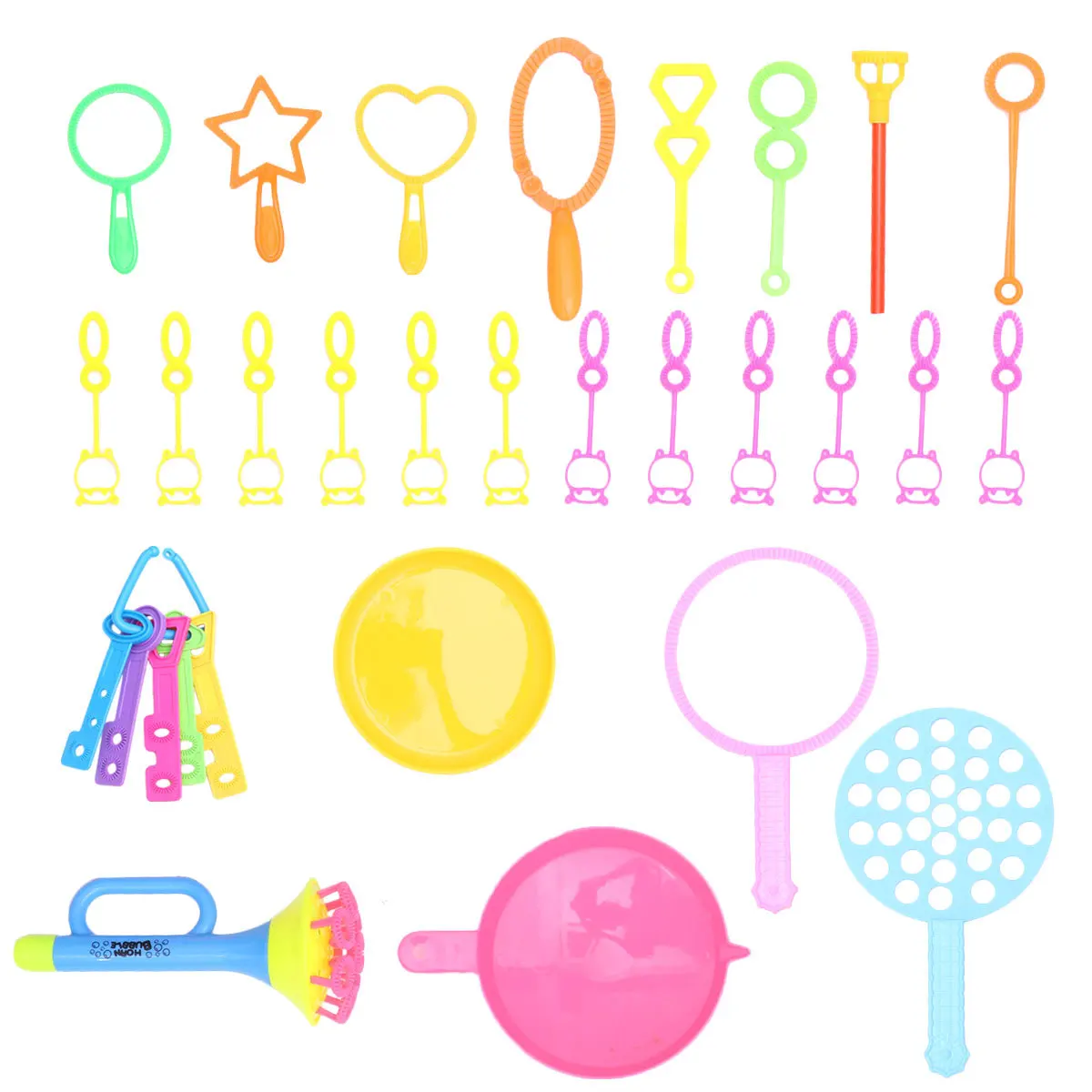 Conjunto de bandejas redondas com alça durável, 26 peças, para praia, ar livre, bolha engraçada, festa aquática