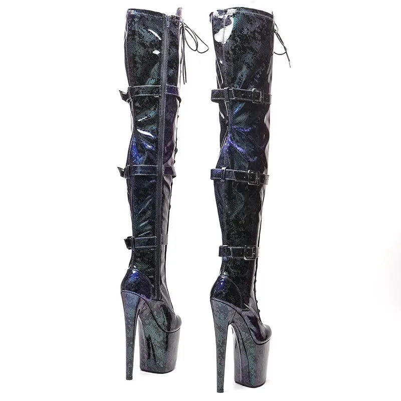 LAIJIANJINXIA New 20CM/8inches PU Upper Modern Sexy Nightclub Dance Shoes High Heel Platform Women's Over-the-Knee Boots 576