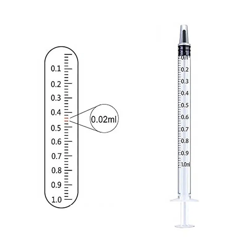 100 Stück 1 ml/cc sterile Spritze, einzeln verpackt, keine Nadel für Labore, Messflüssigkeit, Füttern von Haustieren