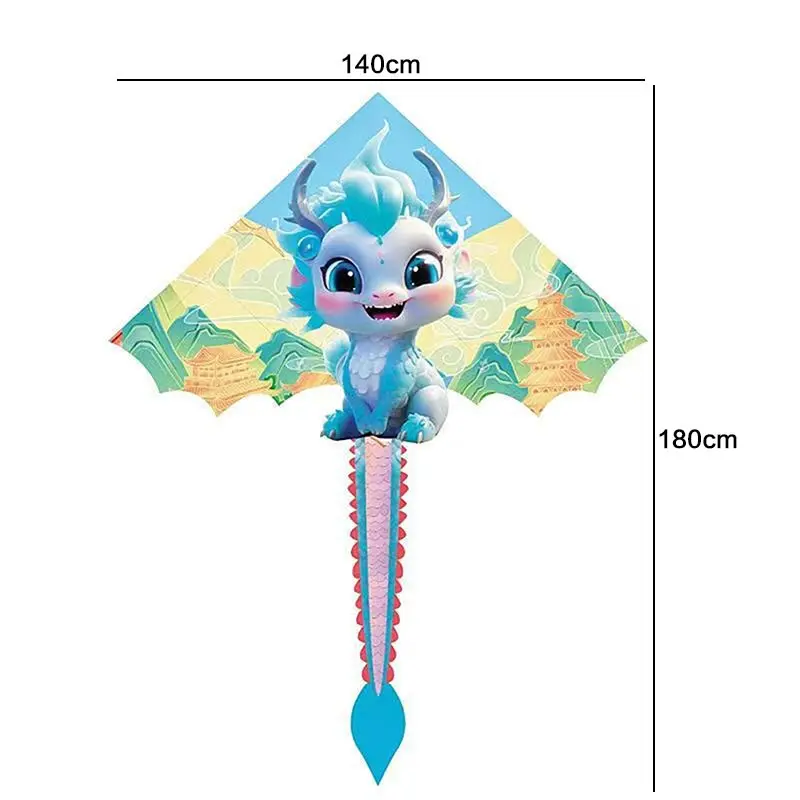 Aquilone de dragão pterosaur de 1,4 m para crianças e adultos, brinquedo de brincar ao ar livre com cauda, fácil de voar