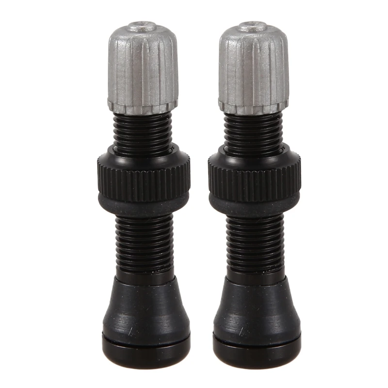 2X Tubeless Valve Bicycle Valve For Road MTB Bicycle Tubeless Tires Brass Core Alloy Stem Black