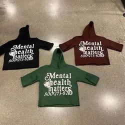 Harajuku Retro Mental Mental Health Matters Print Hoodies Women Men Streetwear Oversized Couples Sweatshirt Goth Y2k Hoodie