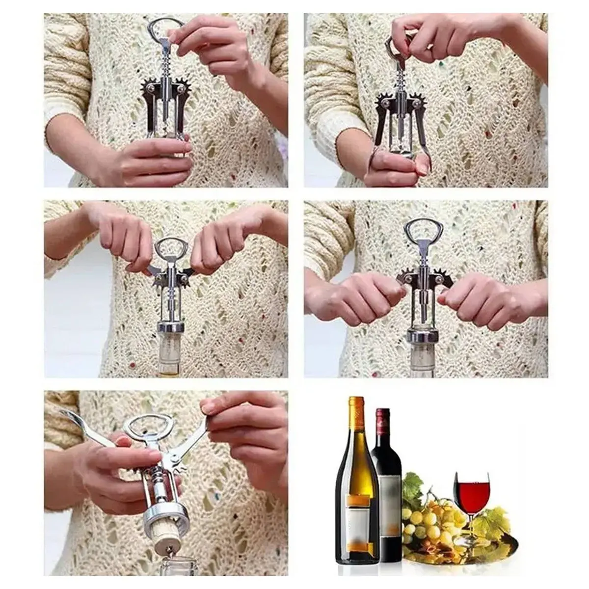 A67T NEW Wine Bottle Opener, Zinc Alloy High Quality Double Wing Bottle Opener with Multifunctional Bottle, Wine Bottle Opener