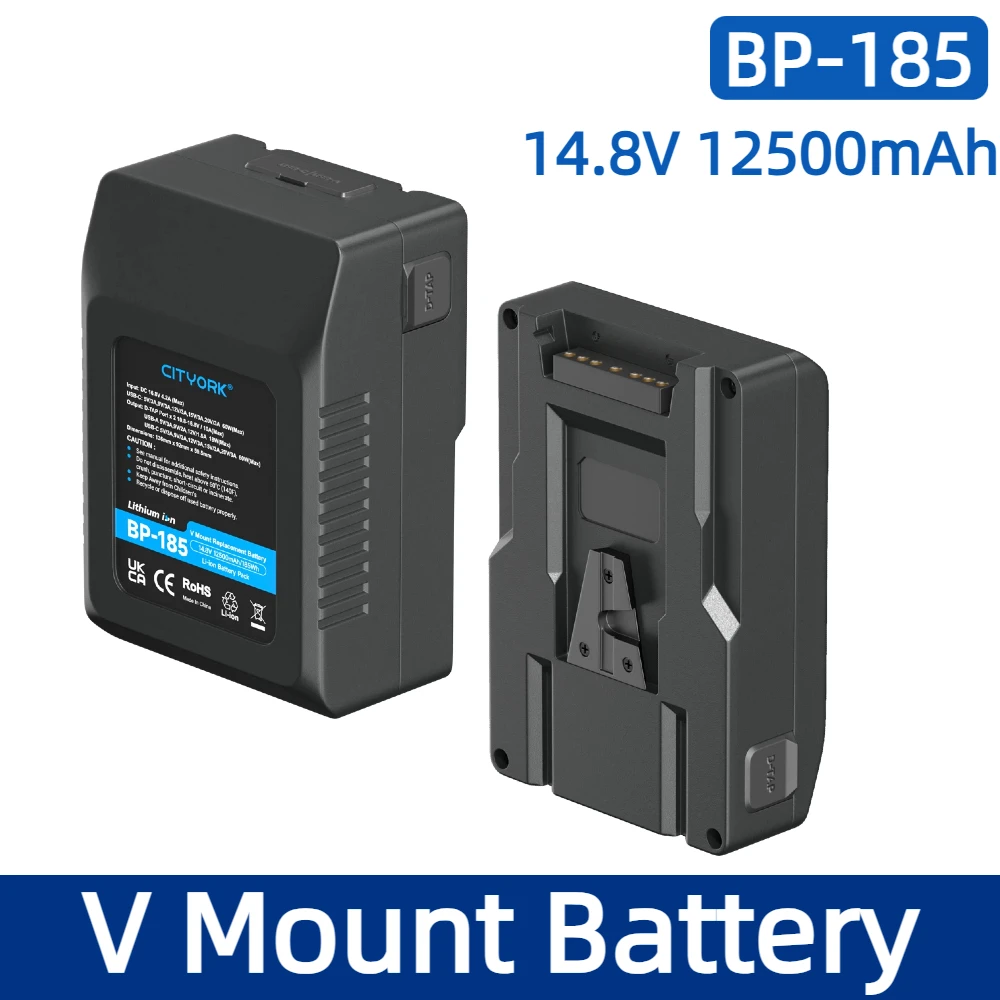 BP-185 14.8V 12500mAh V Mount Battery With Fast Charging Port for Sony HDCAM LED Light XDCAM DSLR BMPCC 4K Monitor