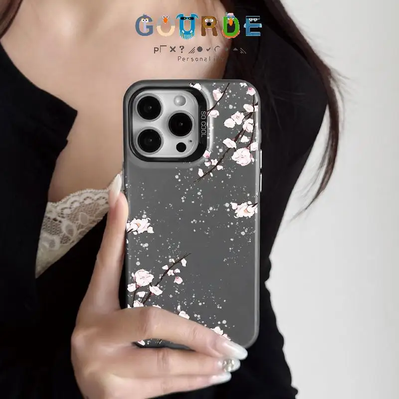 

Gourde Aesthetic Peach Blossom Flower IMD Phone Case for Iphone 16 15 14 12 13 11 Pro Max Ip 14Plus Hard Shockproof Back Cover