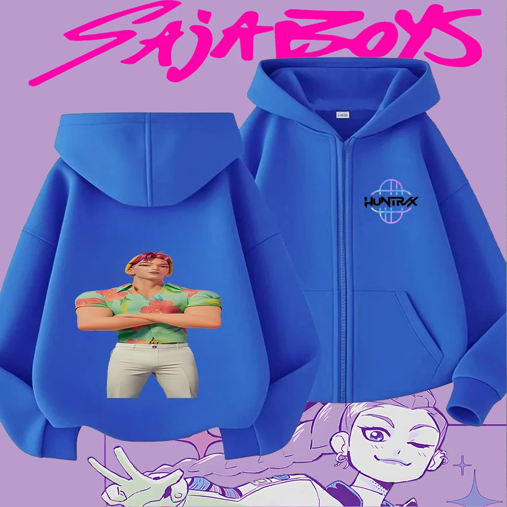 Sweat à capuche zippé pour enfants avec graphique pop chat bleu mignon et soda, sweat-shirt à manches longues imprimé dessin animé amusant pour garçons et filles