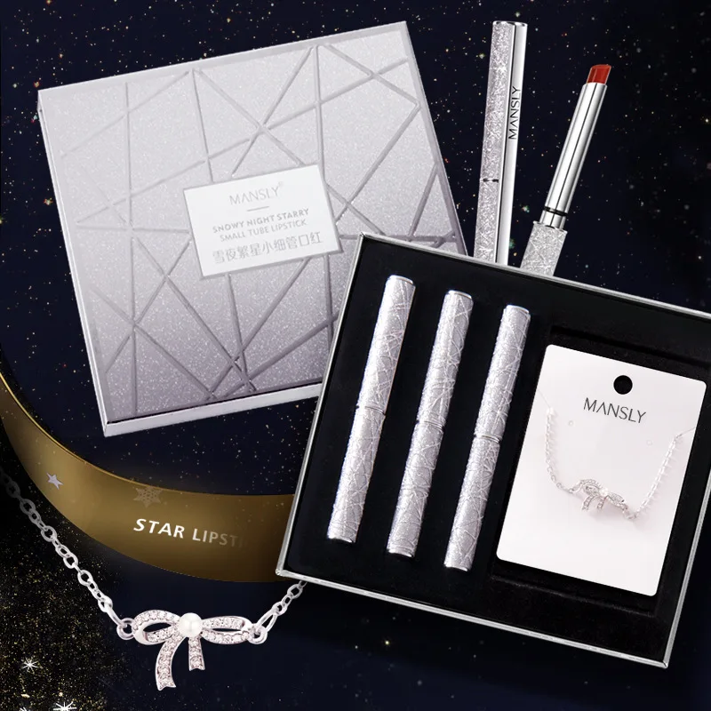 Snow Night Star Batom Gift Set Colar para Meninas Matte Velvet Batom Maquiagem