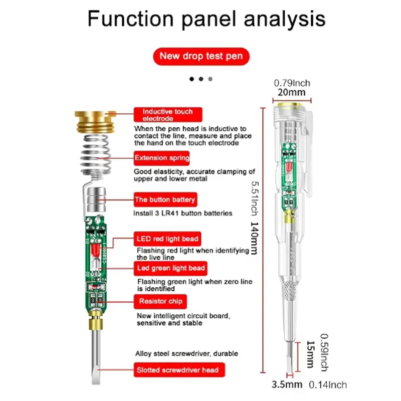 Cor Double Light Sensor Electronic Test Pen, Beep Alarm, Broken Zero, Fire Wire Detection, High Bright, eletricista, 2Pcs