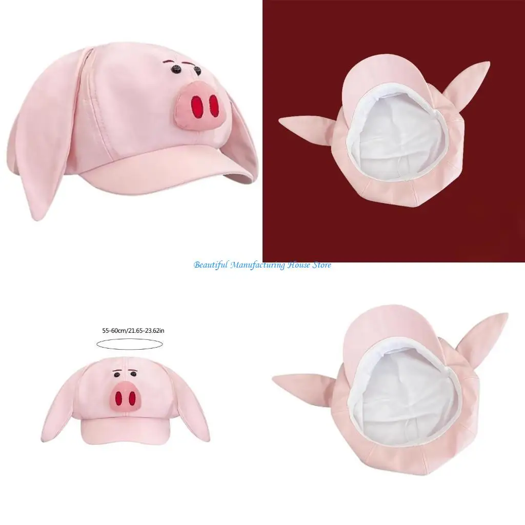 

E56A Funny Pig Themed Chauffeur Caps Comfortable Driver Hat For Theme Event Gathering
