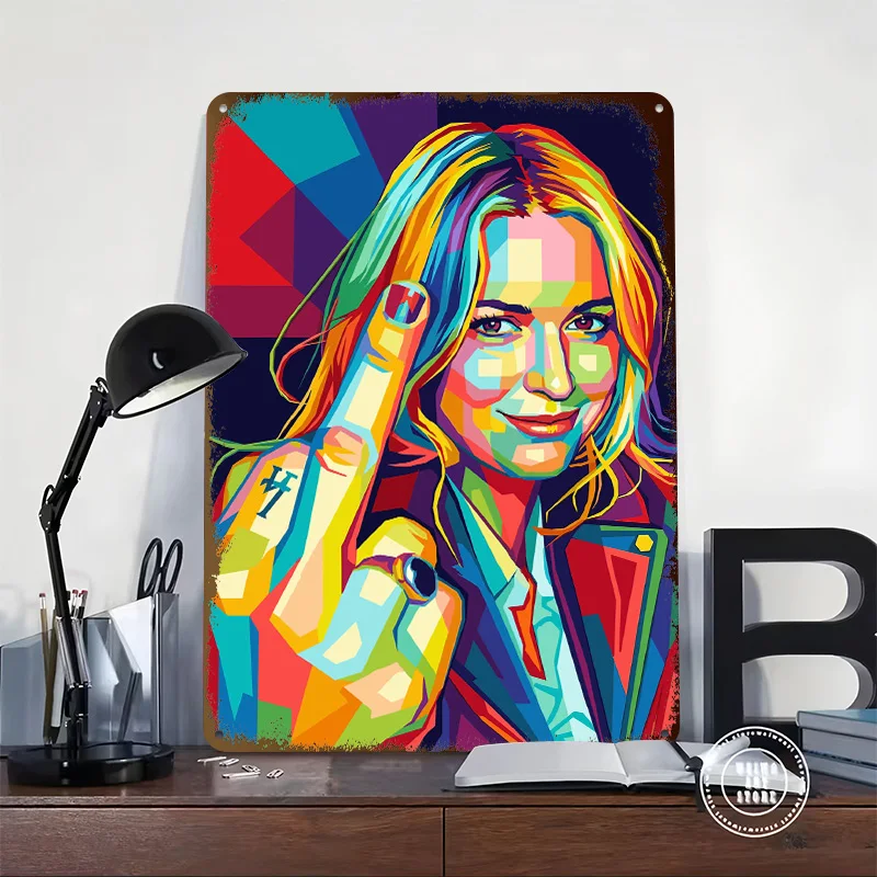 Emily Armstrong Middle Finger 3D Printed Texture Poster Personalized Wall Art Retro Metal Tin Signs for Garage Decoration Room