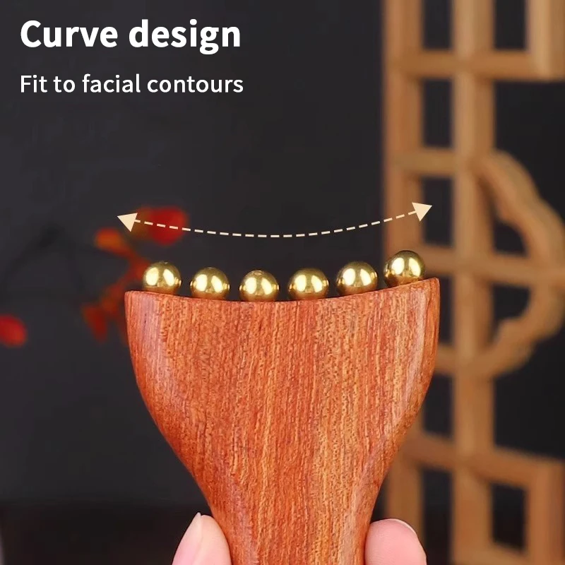 

Brass Gold Bead Gua Sha Facial Massage Tool Cheek Lifting Relaxation Lymphatic Drainage Beauty Massager for Trigger Point