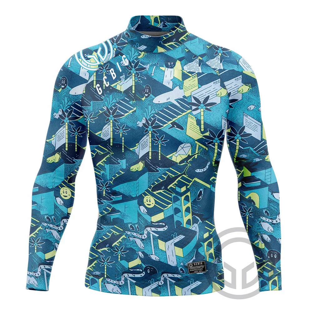 

Mens Swimming Tight Diving Suit Rash Guard Long Sleeve Surfing Summer Surf Clothes T-shirt Swimwear Swim Floatsuit Beach Tops Uv