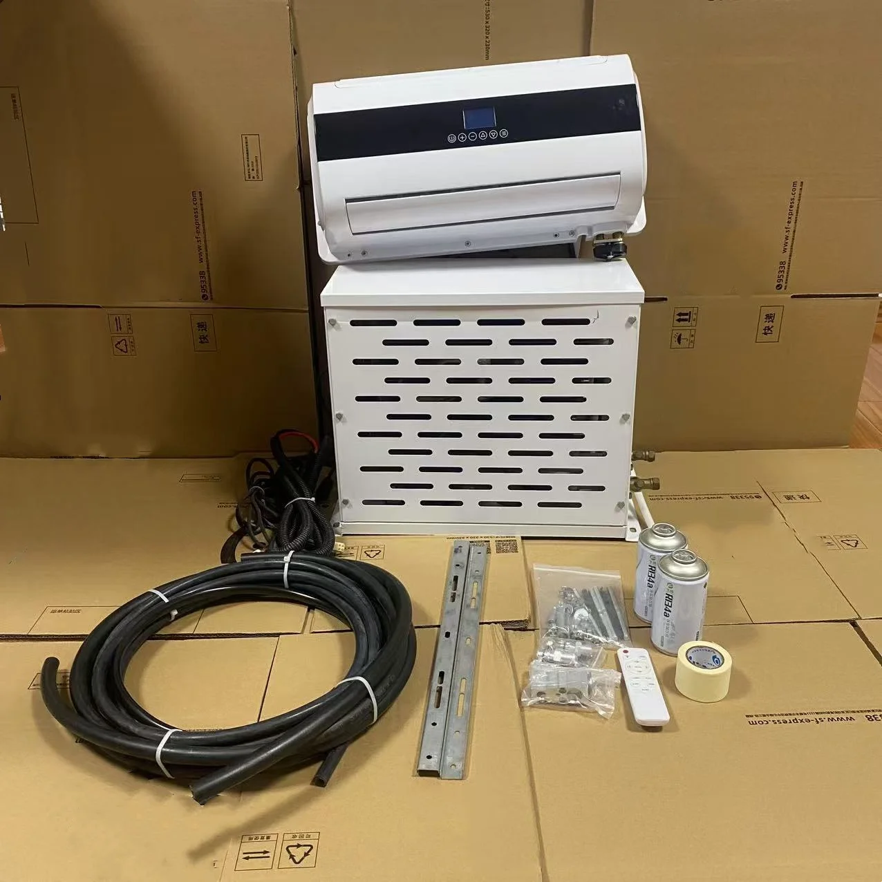 

12V 24V Air Conditioner Parking AC Unit, Quiet High-Efficiency for Semi Truck Sleeper Truck, Enclosed Trailer, Tractor, Crane