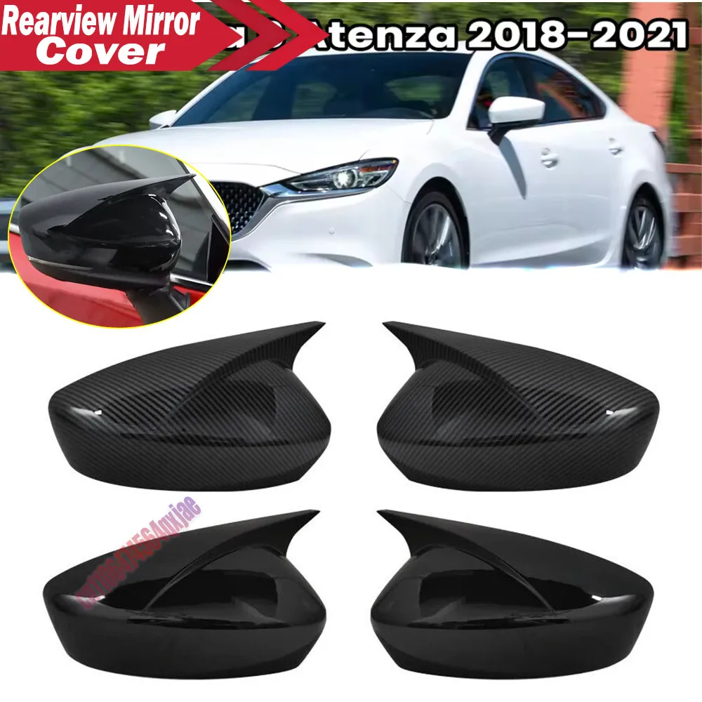For Mazda 6 Atenza 2018-2023 3 Axela 2014-2018 ABS Car Rearview Side Mirror Cover Wing Cap Exterior Door Trim Adhesive Sticker