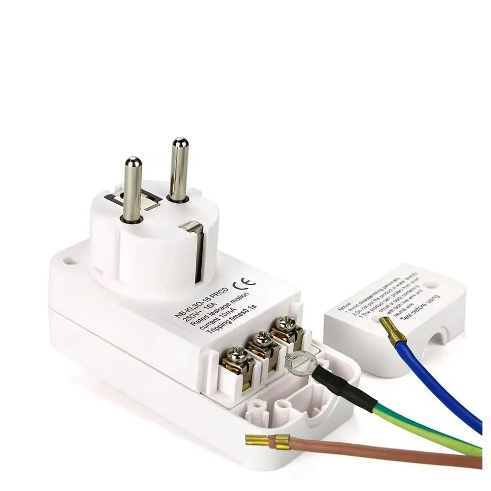 10mA Circuit Breaker Plug 16Amp EU Plug Personal Protection Plug FI Circuit Breaker RCD Socket Replacement Plug Home Use