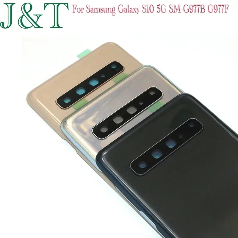 For Samsung Galaxy S10 5G SM-G977B G977F Battery Back Cover Rear Door 3D Glass Panel Housing Case Adhesive +Camera Lens Replace image 3