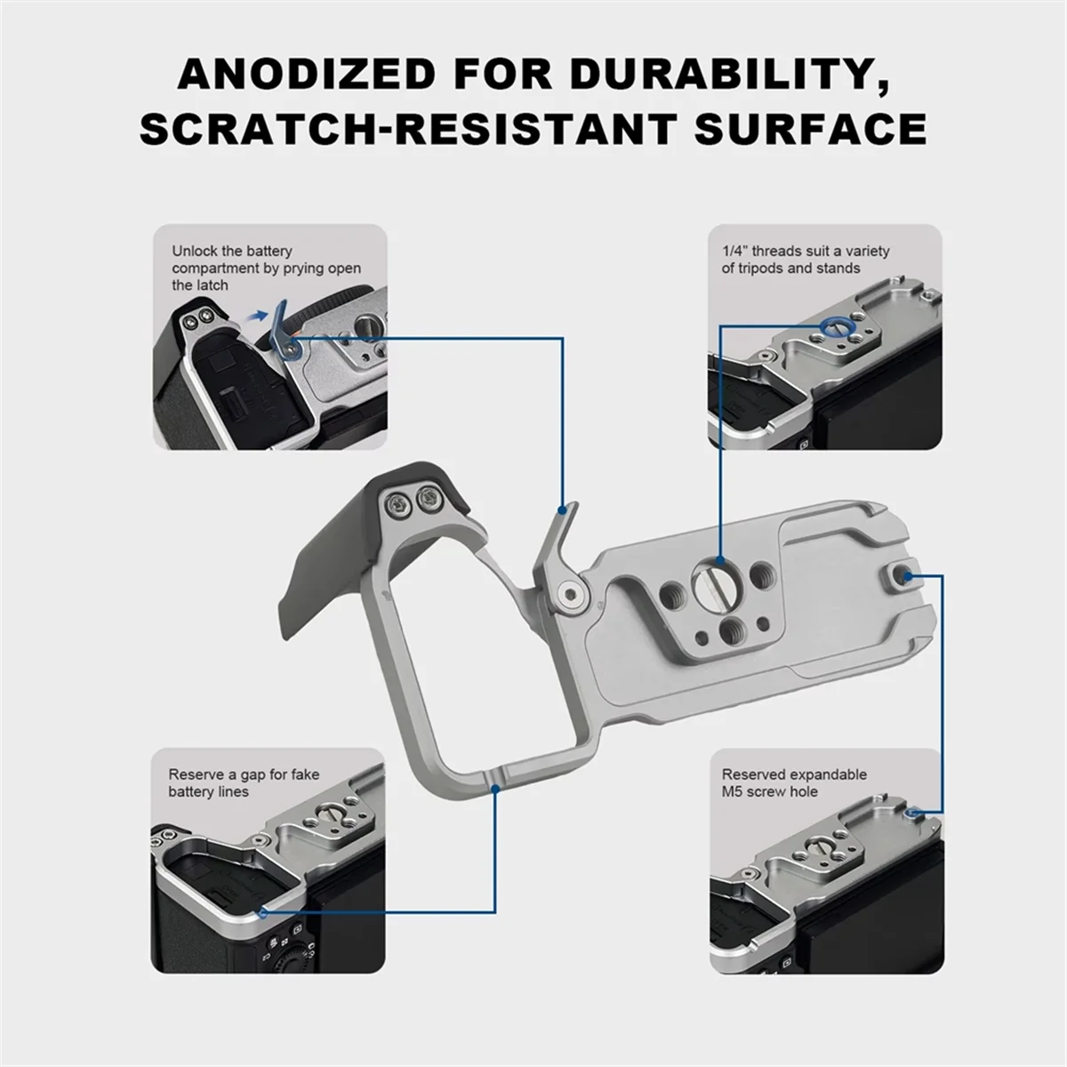 BFYL-Neuer Handgriff in L-Form für A7C2/A7CR, kompatibel mit Arca Swiss Stativ-Fluidkopf, spiegellose Kamerahalterung A