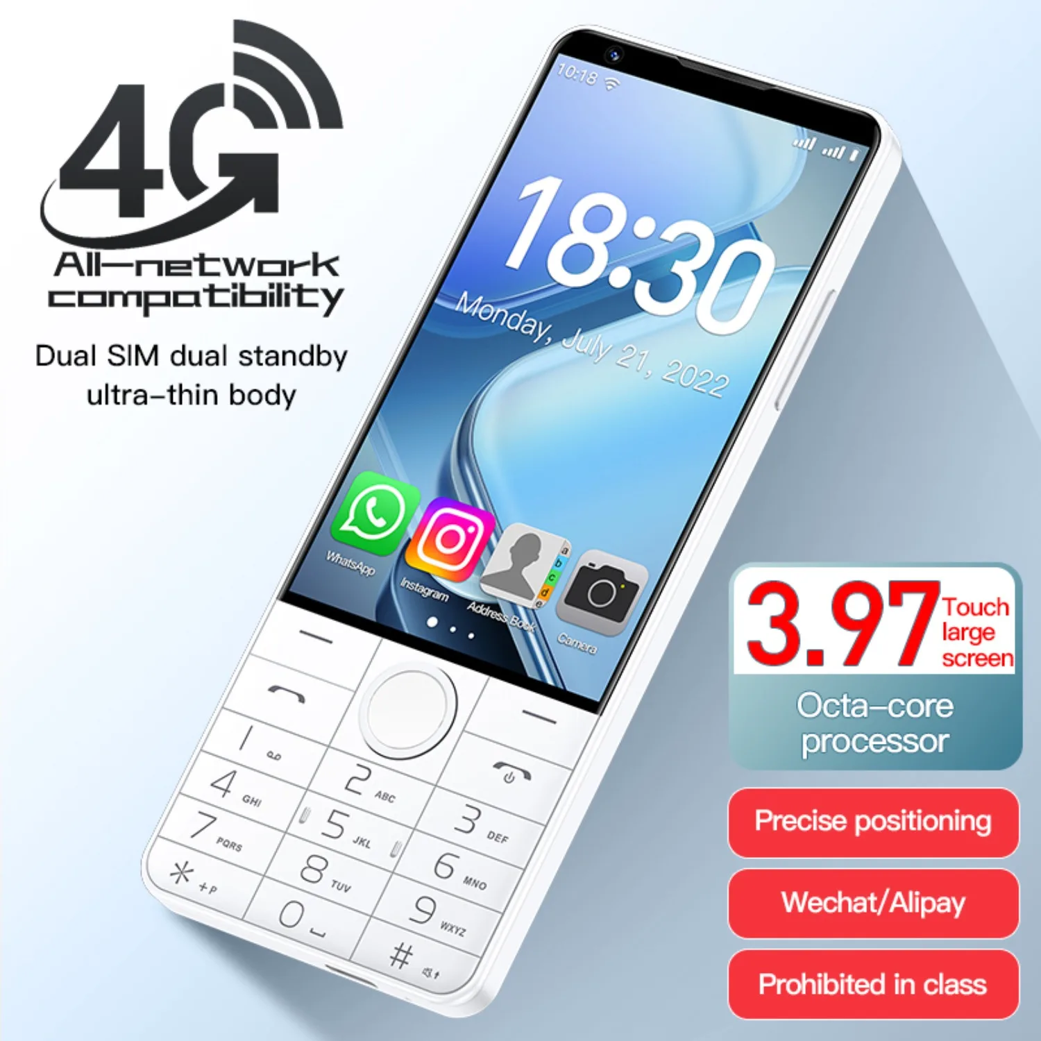 UNIWA DOOV R70 Pro 4G Smart Keyboard Mobile Phone 4inch 6GB 128GB Touch Screen WiFi & Whatsapp Android14 2600mAh Durable Battery