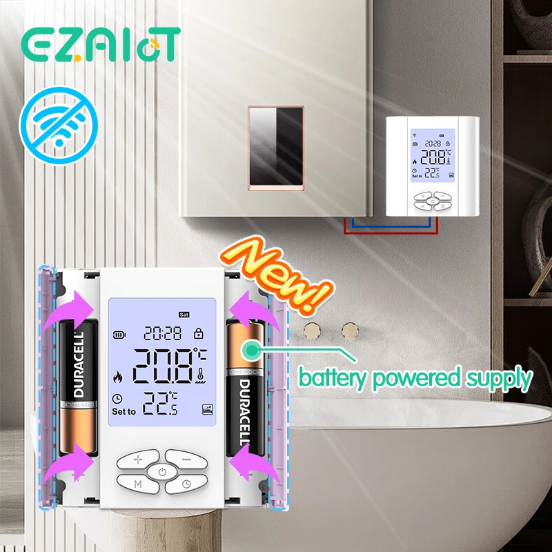 Battery Thermostat Heating For Gas Boiler Water Floor Heating and Actuator Home Programmable Temperature Controller