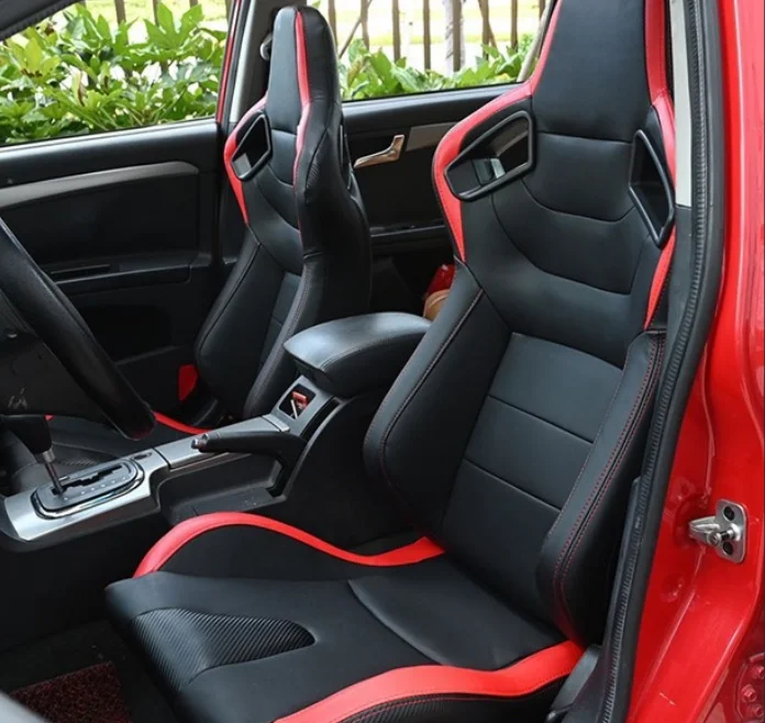 Two customized products for red and black seats